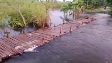 जोगापट्टी: नवलपुर पंचायत के बेनी माधव के टोला में बाढ़ के पानी में चचरी पुल ध्वस्त, आने-जाने में हुई परेशानी