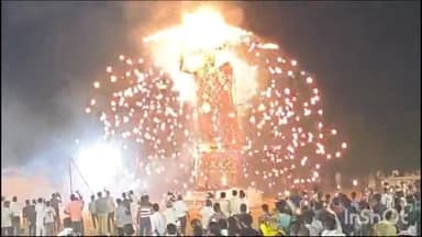 लाडनूं: लाडनूं कस्बे में आतिशबाज़ी के साथ 40 फीट के रावण का हुआ दहन