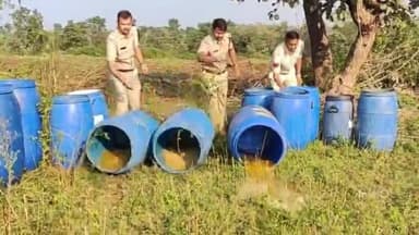 भीकनगांव: भीकनगांव में अवैध शराब के खिलाफ कार्रवाई: 80 लीटर हाथभट्टी शराब जब्त, 1800 किलो महुआ लहान नष्ट