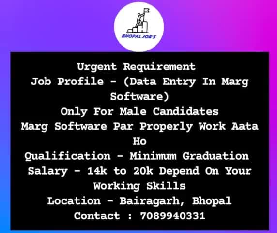 इस वेकेंसी को अपने जरूरतमंद लोगों के साथ शेयर करे। ❤️

#Bhopal #Bhopaljobs #Vacancy #Jobs #indore #indorejob #mpjobs