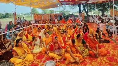 कनवास: खेड़ली में आयोजित कथा में नृसिंहजी और दुर्गा की झांकी सजाई गई, भगवान और तुलसीजी की हल्दी रस्म रखी गई