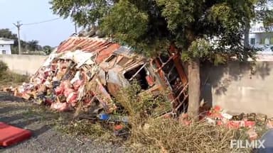 मुरैना: जरेरुआ के पास नेशनल हाईवे-44 पर पलटा ट्रक, चालक हुआ घायल