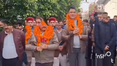 धर्मशाला: धर्मशाला के विधायक सुधीर शर्मा ने भाजपा नेता विपिन सिंह परमार का किया स्वागत