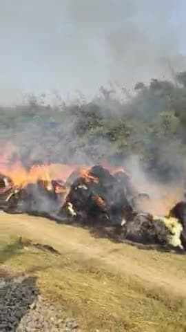 मधुरी गांव में लाइन के शॉर्ट शर्किट से पुआल में लगी भीषण आग । हुई हजारों की छाती