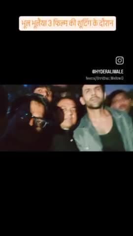 हैदर अली एक्टर फिल्म भूल भूलैया 3 की शूटिंग के दौरान कलकारों के साथ।इस फिल्म के डायरेक्टर अनीस बज़्मी जी है