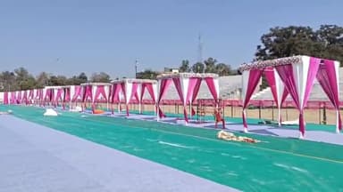 कटकमसांडी: हजारीबाग स्टेडियम में 101 जोड़ियों की शादी के लिए विवाह मंडप तैयार