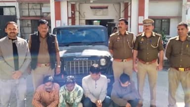 मथुरा: वृन्दावन के आनंद वाटिका से थार चोरी के मामले में चार चोरों को किया गया गिरफ्तार, चोरी की महिंद्रा थार बरामद