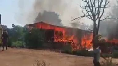 सोनचरी गांव के बकरी फार्म में भीषण आग, 25 लाख का नुकसान हुआ