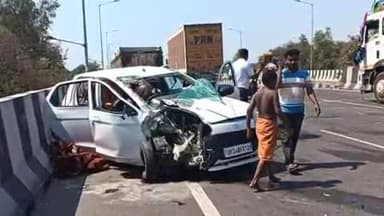 सिराथू: थाना सैनी के सामने हाइवे ओवरब्रिज पर ट्रेलर ने कार को मारी टक्कर, तीन कार सवार गंभीर घायल