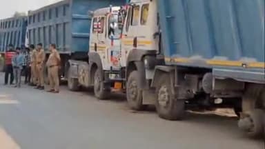 सिराथू: कोखराज थाना इलाके से पुलिस ने परिवहन और खनन विभाग के साथ मिलकर 13 ओवरलोड वाहनों को पकड़ा