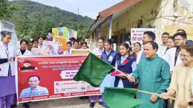 पौड़ी: टीबी मुक्त भारत अभियान के तहत खिर्सू में आयोजित जनजागरूकता रैली को स्वास्थ्य मंत्री ने हरी झंडी दिखाकर किया रवाना