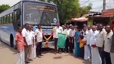 சாத்தான்குளம்: பேருந்து நிறுத்தம் முன்பு புதிய டவுன் பஸ் சேவையை பேரூராட்சி தலைவர் துவக்கி வைத்தார்