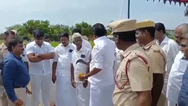 ஆவுடையார் கோவில்: தீயணைப்பு நிலையத்தில் அரசு ஒப்பந்ததாரரை அரிவாளால் வெட்ட கை ஓங்கிய முன்னாள் MLA சண்முகம்-  வீடியோ வைரலானது #viral