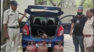 हुज़ूर: अवैध गैस रिफिलिंग करते बदमाश गिरफ्तार, 3 सिलिंडर, कार और पंप जब्त