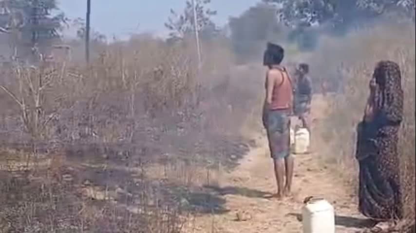 बेगमगंज: बेगमगंज में डीपी ब्लास्ट से गेहूं की फसल में लगी आग, बड़ा हादसा टला