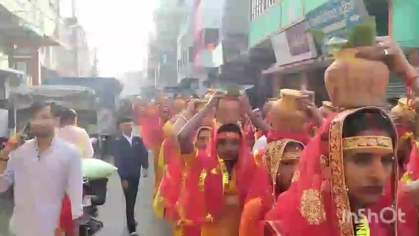 नगर नौसा: नगरनौसा: दुर्गा माता की प्रतिमा प्राण प्रतिष्ठा के लिए 551 से अधिक महिलाएं कलश यात्रा में हुईं शामिल