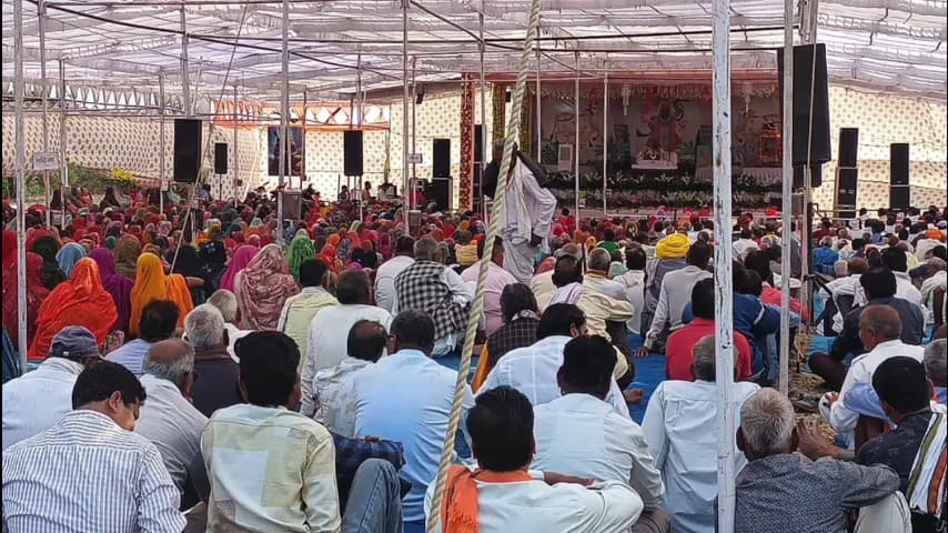 मांगरौल: गोविंद गौशाला सीसवाली में आयोजित सात दिवसीय श्रीमद् भागवत कथा के तीसरे दिन श्रद्धालुओं की भारी भीड़ उमड़ी