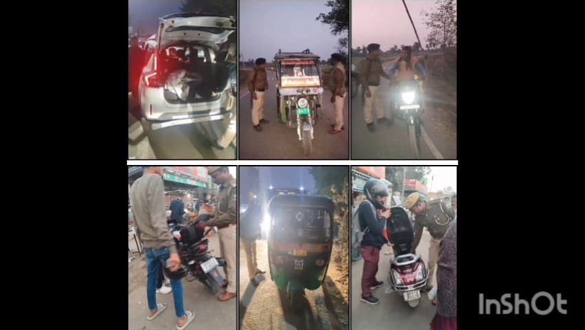 घोसवरी: घोसवरी पुलिस ने थाना क्षेत्र के विभिन्न चौराहों पर चलाया सघन वाहन जांच अभियान