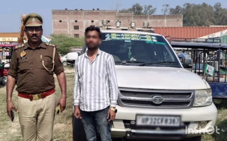 संडीला: नेशनल हाईवे पर 'हुड़दंग' पड़ा भारी, किसान नेता रफीक लंबू की सफारी गाड़ी की गई सीज