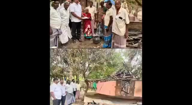 கீழ்வேளூர்: வேட்டைக்காரனிருப்பு  சடையன் காடு பகுதியில் தீ விபத்தால் பாதிக்கப்பட்டவருக்கு பத்தாயிரம் நிதி உதவி வழங்கிய கீழேயும் கிழக்கு ஒன்றிய திமுக செயலாளர்