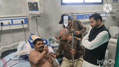मैहर: पुतला दहन में झुलसे यातायात प्रभारी से सांसद गणेश व भाजपा प्रदेश अध्यक्ष हेमंत खंडेलवाल ने की बात