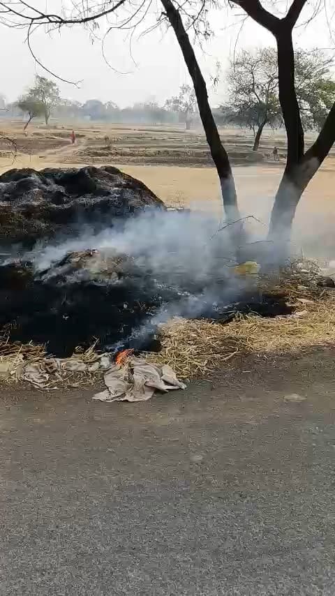 पैरा खरही में अज्ञात लोगों के द्वारा आग लगा दिया गया है