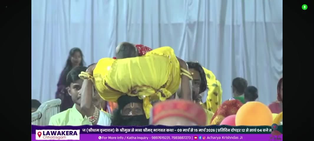 आज श्रीमद भगवान कथा ज्ञानयग सफ्ताह मैं श्री कृष्ण जी का जन्म ## उत्सव #लवाकेरा @@@@@