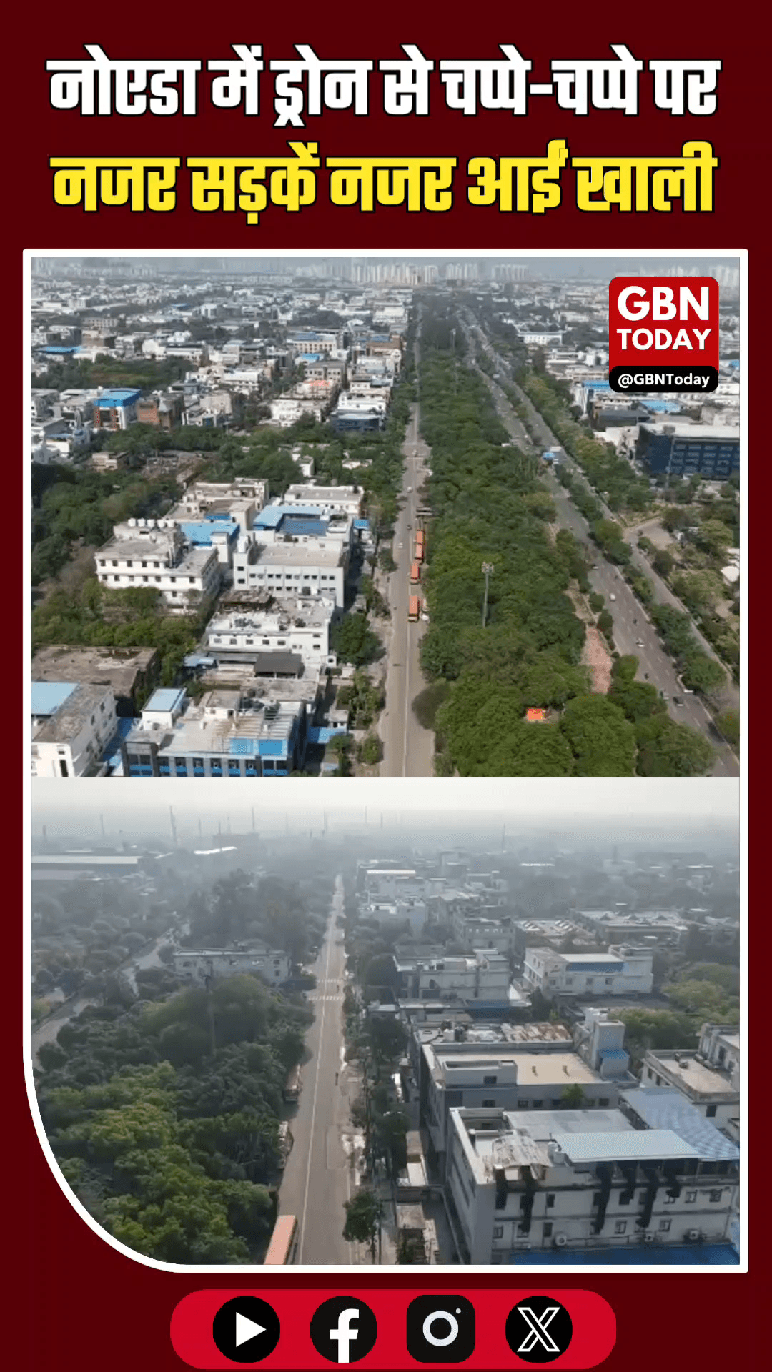 नोएडा: ड्रोन से चप्पे-चप्पे पर नजर, सड़कें नजर आईं खाली #Noida #LabourDay #DroneSurveillance #NoidaPolice #SecurityAlert