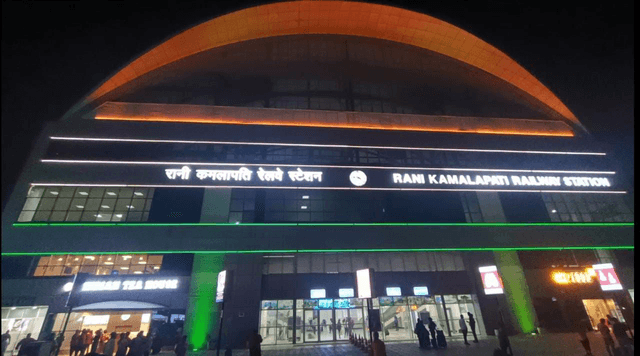 Display of tricolour lights, Rani Kamalapati Railway Station, MP, lights up on the eve of <nis:link nis:type=tag nis:id=IndependenceDay2024 nis:value=IndependenceDay2024 nis:enabled=true nis:link/>.