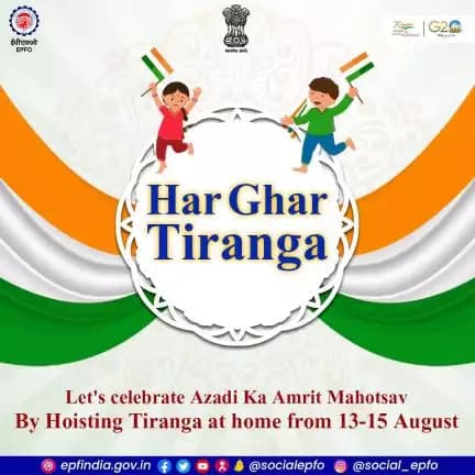 Celebrate the Amrit Mahotsav of Independence by hoisting the tricolor at home from 13th to the 15th August.

🇮🇳 #Amrit