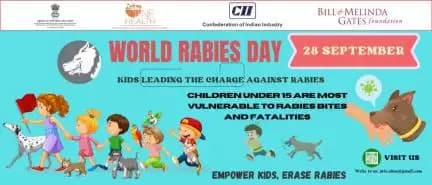 🐾 Empowering the future on #WorldRabiesDay, September 28th! Let's educate kids to lead the charge against rabies. Together, we can #EraseRabies. Join us in spreading awareness! 🌍👧🧒 #EmpowerKidsEraseRabies #OneHealth #OneHelathIndia