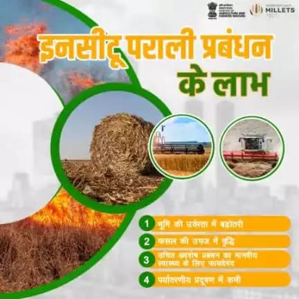 इनसीटू पराली प्रबंधन से पर्यावरणीय प्रदूषण की कमी के साथ भूमि की उर्वरता में भी बढ़ोतरी होती है जिससे फसल उत्पादन में वृद्धि होती है। इसके अलावा मानवीय स्वास्थ्य के लिए उचित पराली प्रबंधन भी ज़रूरी है।

#agrigoi #cropresiduemanagement
