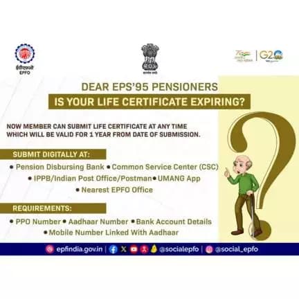 EPS’95 <nis:link nis:type=tag nis:id=Pensioners nis:value=Pensioners nis:enabled=true nis:link/> can now submit Life Certificate at any time which will be valid for 1 year from date of submission.