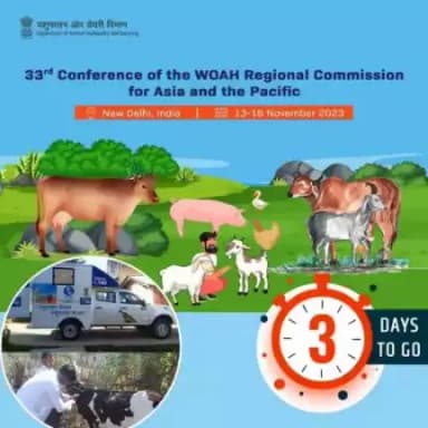 33rd WOAH Regional Commission Conference, India extends a warm welcome to all participants. The conference will be held in New Delhi from 13th to 16th November 2023. 🌿🐮 #AnimalHealth #Livestock #Conference. Only 3 days remaining