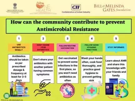 🤝 Join the fight against Antimicrobial Resistance (AMR) in your community! 💊🌍 Use antibiotics wisely, prevent infections, get vaccinated, and stay informed. Together, we can safeguard our health and future! #OneHealth #OnehealthIndia #WA