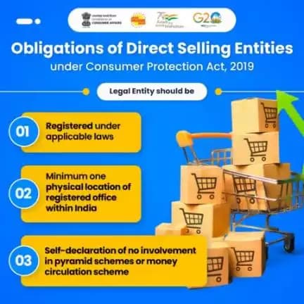 All direct selling entities must comply with The Consumer Protection Direct Selling Rules 2021 to safeguard consumers from mis-selling of products and services.

<nis:link nis:type=tag nis:id=directselling nis:value=directselling nis:enabled=true nis:link/> <nis:link nis:type=tag nis:id=consumerprotection nis:value=consumerprotection nis:enabled=true nis:link/>