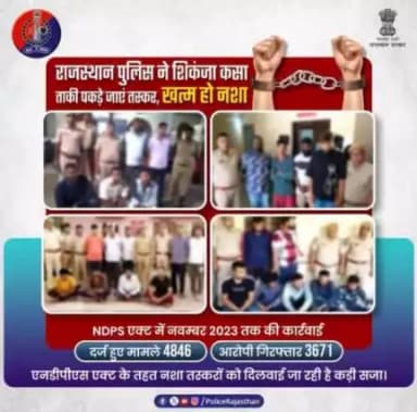 नशा तस्करों पर लगाम कसने के लिए प्रतिबद्ध है राजस्थान पुलिस

नियमित तौर पर की जा रही है धरपकड़, पकड़े जा रहे हैं तस्कर