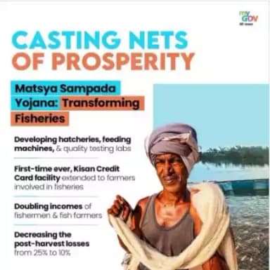 India's Matsya Sampada Yojana transforms fisheries, doubling the incomes of fishermen and farmers. With hatcheries, feeding machines, and Kisan Credit Card facilities, the initiative slashes post-harvest losses. #fisheries @mib_india