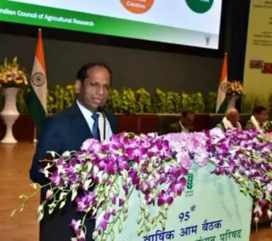 Dr Himanshu Pathak, Secretary, DARE & DG, ICAR during the #95AGM of the ICAR Society held at Subramaniam Auditorium, NASC Complex, New Delhi on 28th February, 2024 gave a presentation on Agricultural Research on progress made by ICAR .