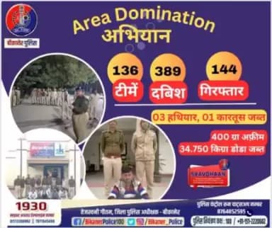 बीकानेर पुलिस: एरिया डॉमिनेशन अभियान जारी
#bikaner
