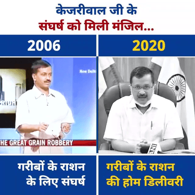 दिल्ली में केजरीवाल सरकार ने किया घर-घर राशन पहुँचाने की योजना का शुभारंभ।