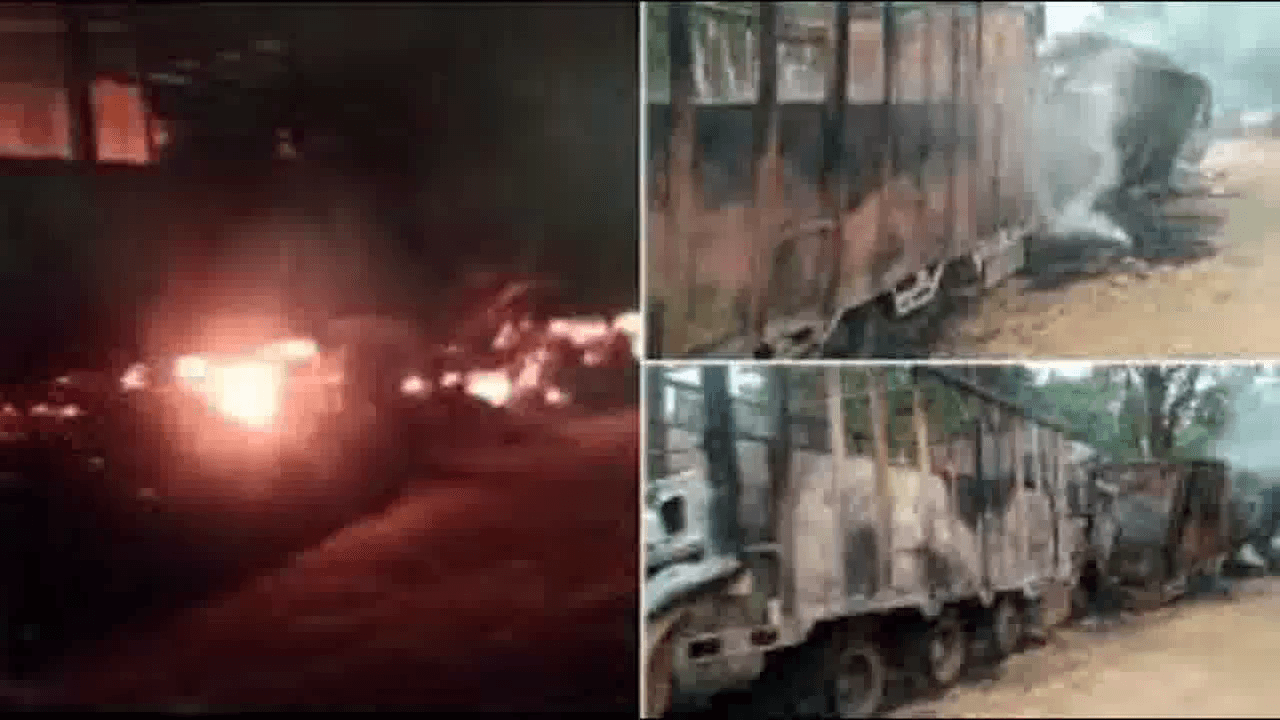 संदिग्ध उग्रवादियों ने असम में 7 ट्रकों पर अंधाधुंध फायरिंग के बाद उनमें लगाई आग, 5 लोगों की हुई मौत #उग्रवादी_हमला