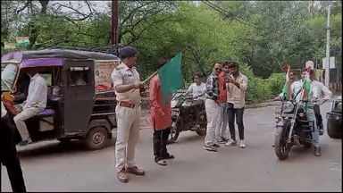 गुना नगर: स्वतंत्रता पार्क से राष्ट्रवादी संघ ने चंद्रयान-3 की चाँद पर सफल लेंडिग पर निकाली तिरंगा रैली