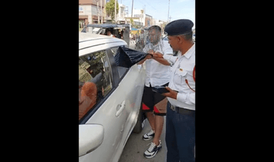 कैथल: करनाल रोड पर शीशे पर ब्लैक फिल्म लगी तीन गाड़ियों का पुलिस ने किया चालान