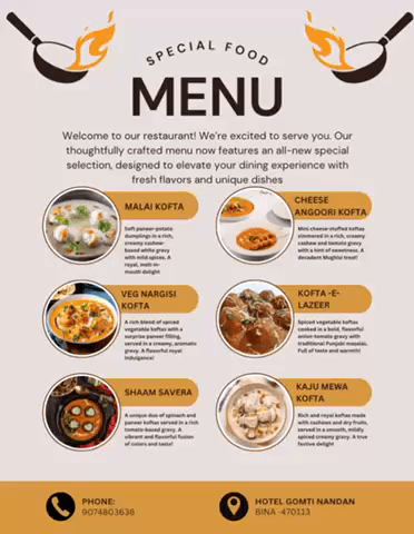 Click Below to Order! 
New Menu, Gomti Nandan Hotel