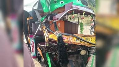 पैठण: पैठण धनगाव रस्त्यावर उसाच्या ट्रॅक्टरला पाठीमागून रिक्षा धडकला चार जण गंभीर