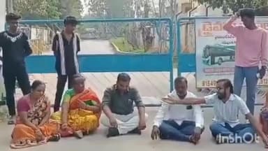 రాజేంద్రనగర్: హయత్ నగర్ బస్సు డిపో ముందు బాధిత కుటుంబీకుల ధర్నా