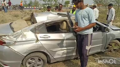 सहाड़ा: भूणास चौराहे के पास बेकाबू कार सड़क से उतरकर पलटी, आरएलपी प्रत्याशी का बेटा हुआ चोटिल