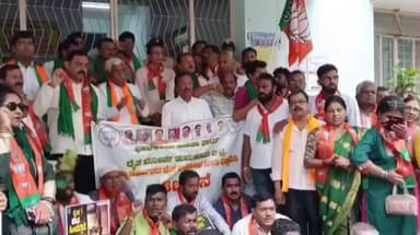 ತುಮಕೂರು: ನಗರದಲ್ಲಿ ಸರ್ಕಾರದ ವಿರುದ್ದ ಬಿಜೆಪಿಯಿಂದ ಪ್ರತಿಭಟನೆ, ಪೊಲೀಸರೊಂದಿಗೆ ಮಾತಿನ ಚಕಮಕಿ