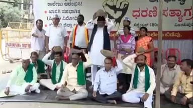 ವಿಜಯಪುರ: ನಗರದ ಅಂಬೇಡ್ಕರ್ ವೃತ್ತದಲ್ಲಿ ತಲೆಯ ಮೇಲೆ ಕಲ್ಲು ಹೊತ್ತು ವಿನೂತನ ಪ್ರತಿಭಟನೆ